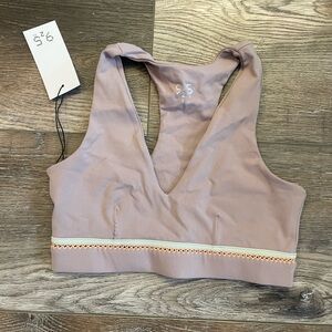 925fit Dusty Mauve V‑Neck Ribbed Sports Bra NWT size S